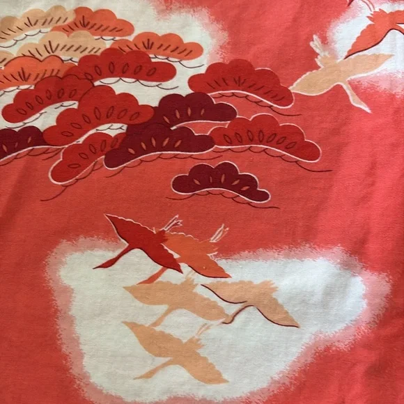 Vintage Pomare Birds /Clouds Button Down Shirt Red/White - Picture 10 of 12